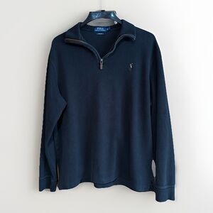 Polo Ralph Lauren Estate Rib Black Sweater Men's Size XL 1/4 Zip Pullover Casual